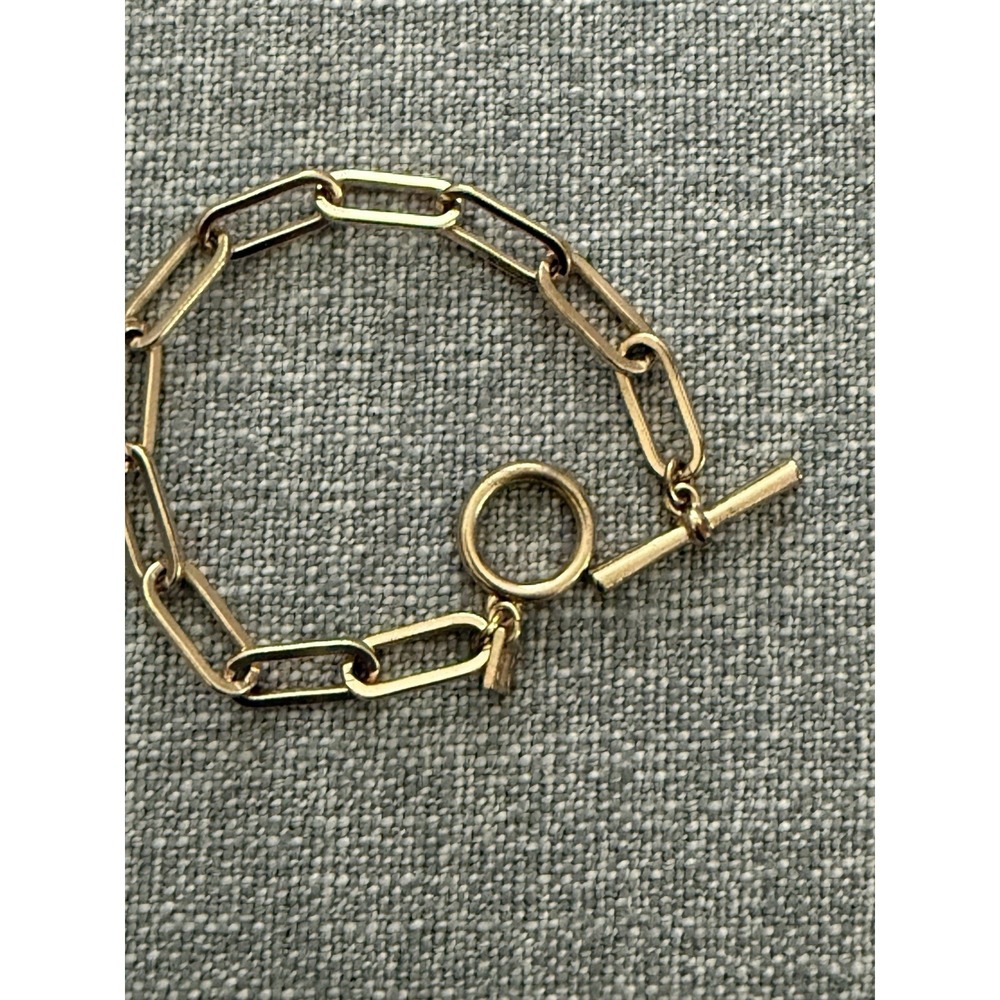 Banana Republic Bracelet Gold Tone Paper Clip Toggle Link Fashion Small 7.25" - Picture 2 of 9